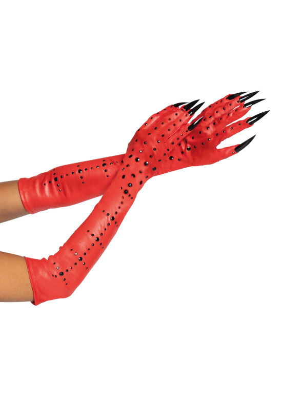 Rhinestone Demon Claw Gloves