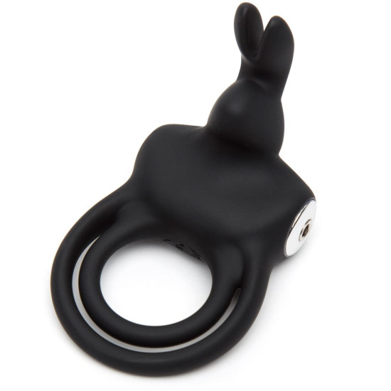 Happy Rabbit Couples Stimulating USB Rechargeable Rabbit Love Ring Black