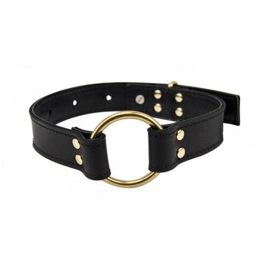 Bound Noir Nubuck Leather O-Ring Choker Collar