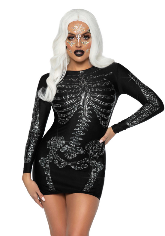 Rhinestone Skeleton Dress Costume