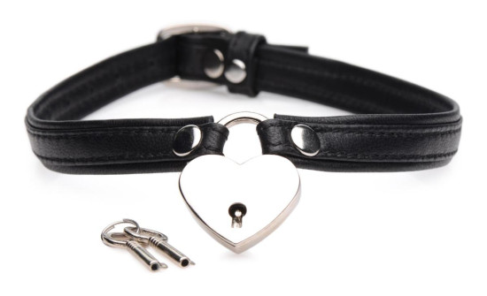 Heart Lock Collar With Keys - Black