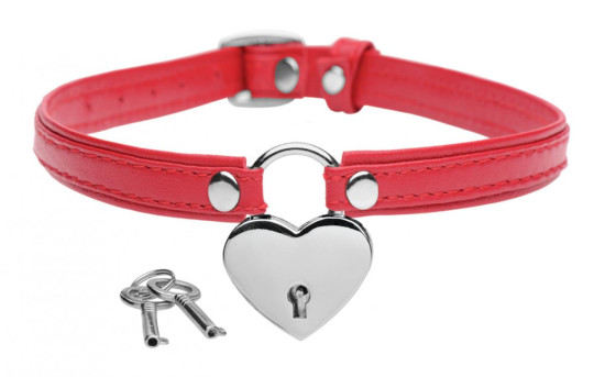 Heart Lock - Collar With Keys - Red