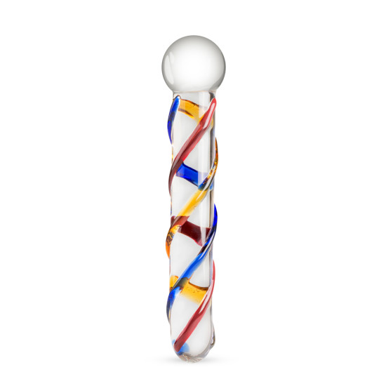 GLASS DILDO NO. 10 TRI-COLOUR SWIRL