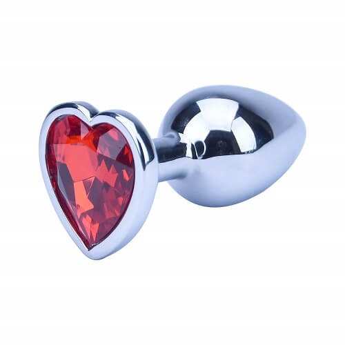 Precious Metal Silver Heart Shaped Metal Butt Plug - Small
