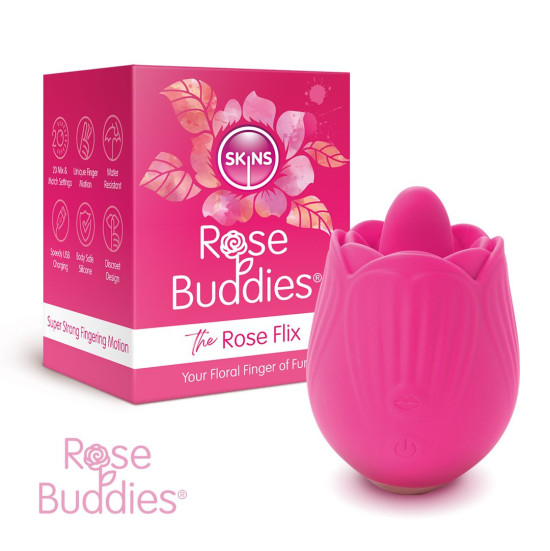 SKINS ROSE BUDDIES ROSE FLIX - LICKING & VIBRATING TONGUE CLITORAL VIBRATOR