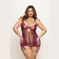 Shimmer Lurex & Lace Chemise Set - Plus Size