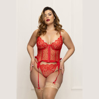 Sweetheart Embroidered Heart Mesh Bustier - Plus Size