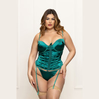 Emerald Goddess Satin Bustier Set - Plus Size