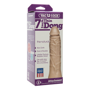 Vac-U-Lock Thin 7 Inch Natural Dong