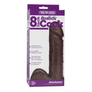 Vac-U-Lock 8 inch Realistic Cock Chocolate Attachment