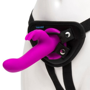 Happy Rabbit Vibrating Strap On Harness Set Purple