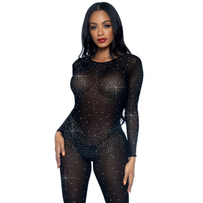 Sheer Rhinestone Catsuit