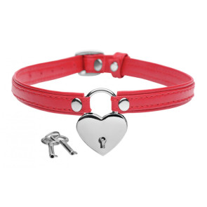 Heart Lock - Collar With Keys - Red