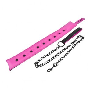 Bound to Please Black & Pink Bondage Collar with Leash