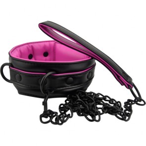 Bound to Please Black & Pink Bondage Collar with Leash