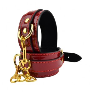 Bound to Please Patent Red Ankle Cuffs