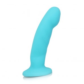 6.5 Inch Silicone G-Spot or P-Spot Dildo with Suction Base Blue