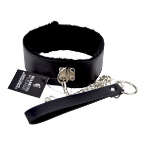 Bound to Please Furry Collar with Leash Black