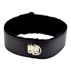 Bound to Please Furry Collar with Leash Black