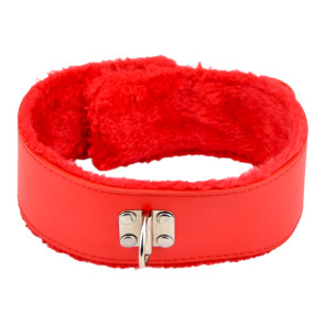 Bound to Please Furry Collar with Leash Red