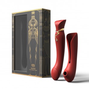 ZALO - Queen Set G-Spot Pulsewave Suction Warming Vibrator - Wine Red