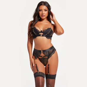 Delicate Chains & Lace 3pc Bra Set